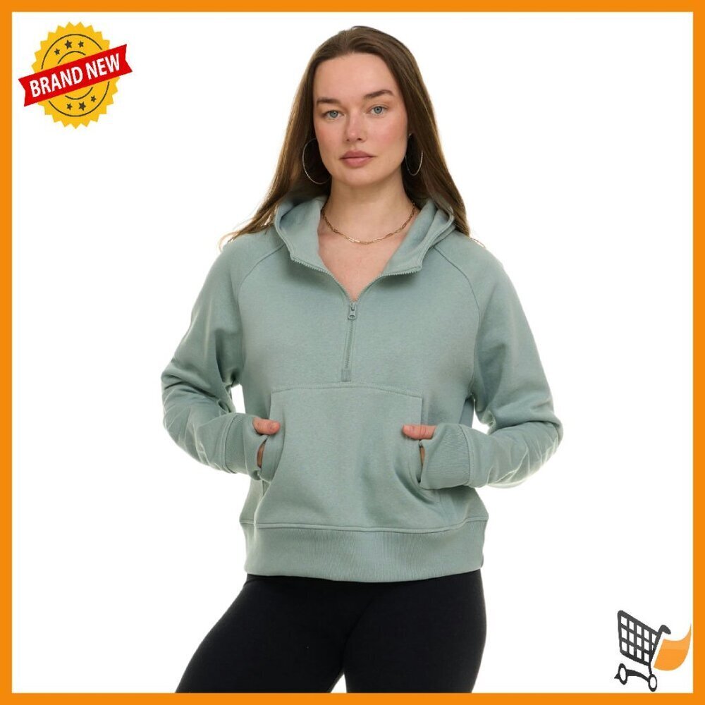 Fleece Cropped Half Zip Hoodie Women's Quarter Zip Pullover Sweatshirt